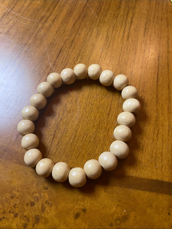 pomina Jewelry - Neutral Cream Wooden Bead Stretch Bracelet